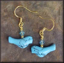 dark Turquoise Bird in Gold
