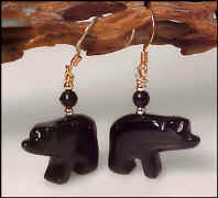  Black Onyx Walking Bear in Gold
