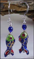 Cloisonne Blue Fish earrings