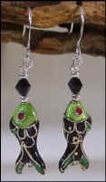 Cloisonne Black Fish earrings