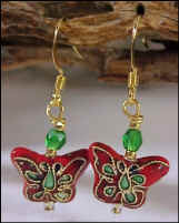Cloisonne Red Butterfly earrings
