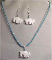 White Buffalo Necklace and Earrings Set 
