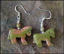 Unakite Horse Earrings