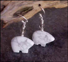 White Howlite  Zuni Bear
