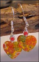Millefiori Yellow Heart Earrings