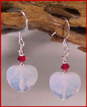 Opalite Hearts with Ruby Swarovski 0206H1