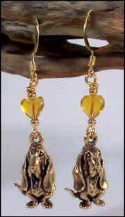 Gold Pewter Basset Earrings