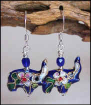 Cloisonne Blue Elephant earrings