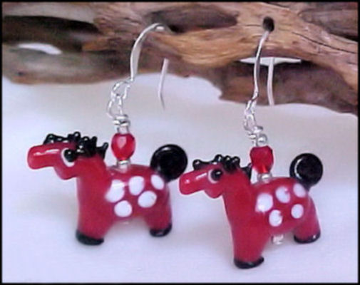 Red Lampwork Whimsical Horse