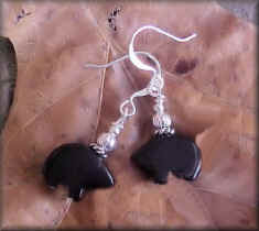 Mini Black Zuni�Bear 0418zb5-silver bead