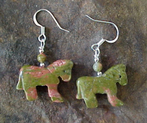 Unakite Horse Earrings